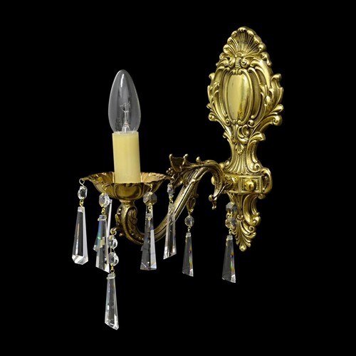 Casa Padrino Luxus Barock Kristall Wandleuchte Gold 12 x 20 x H. 32 cm - Prunkvolle Messing Wandleuchte mit b�hmischem Kristallglas - Barock M�bel - Edel & Prunkvoll