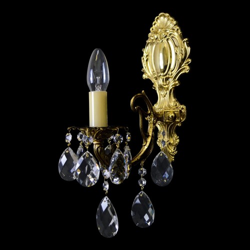 Casa Padrino Luxus Barock Kristall Wandleuchte Gold 12 x 24 x H. 38 cm - Prunkvolle Messing Wandleuchte mit b�hmischem Kristallglas - Barock M�bel - Edel & Prunkvoll