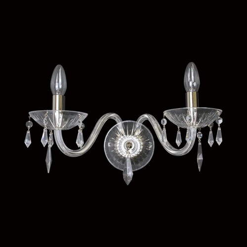 Casa Padrino Luxus Barock Kristall Wandleuchte Gold 33 x 14 x H. 28 cm - Prunkvolle Messing Wandleuchte mit b�hmischem Kristallglas - Barock M�bel - Edel & Prunkvoll