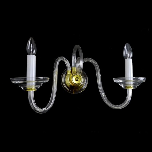 Casa Padrino Luxus Barock Kristall Wandleuchte Gold 36 x 17 x H. 20 cm - Prunkvolle Messing Wandleuchte mit b�hmischem Kristallglas - Barock M�bel - Edel & Prunkvoll