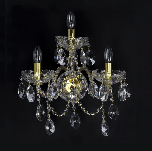 Casa Padrino Luxus Barock Kristall Wandleuchte Gold 38 x 22 x H. 38 cm - Prunkvolle Messing Wandleuchte mit b�hmischem Kristallglas - Barock M�bel - Edel & Prunkvoll
