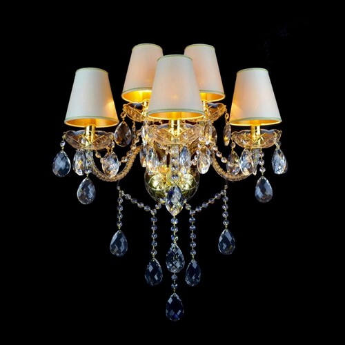 Casa Padrino Luxus Barock Kristall Wandleuchte Gold 43 x 18 x H. 52 cm - Prunkvolle Messing Wandleuchte mit b�hmischem Kristallglas - Barock M�bel - Edel & Prunkvoll