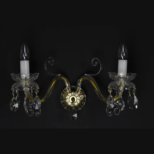 Casa Padrino Luxus Barock Kristall Wandleuchte Gold 45 x 20 x H. 25 cm - Prunkvolle Messing Wandleuchte mit b�hmischem Kristallglas - Barock M�bel - Edel & Prunkvoll