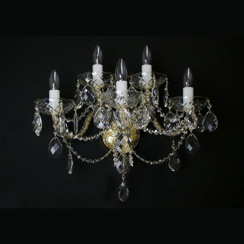 Casa Padrino Luxus Barock Kristall Wandleuchte Gold 53 x 28 x H. 41 cm - Prunkvolle Messing Wandleuchte mit b�hmischem Kristallglas - Barock M�bel - Edel & Prunkvoll