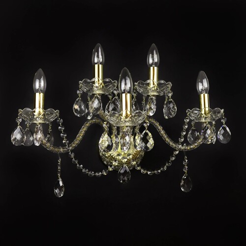 Casa Padrino Luxus Barock Kristall Wandleuchte Gold 54 x 24 x H. 35 cm - Prunkvolle Messing Wandleuchte mit b�hmischem Kristallglas - Barock M�bel - Edel & Prunkvoll