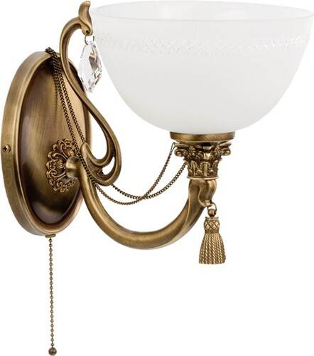 Casa Padrino Luxus Barock Kristall Wandleuchte Messing mit Patina / Wei� H. 25 cm