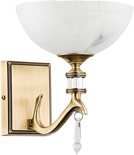 Casa Padrino Luxus Barock Kristall Wandleuchte Messing mit Patina / Wei� H. 21 cm