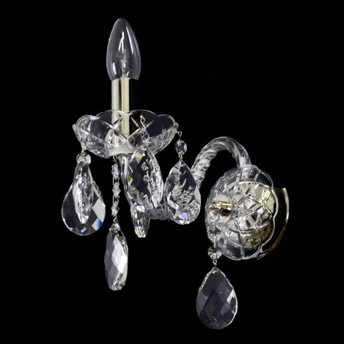 Casa Padrino Luxus Barock Kristall Wandleuchte Silber 22 x 14 x H. 22 cm - Prunkvolle Messing Wandleuchte mit b�hmischem Kristallglas - Barock M�bel - Edel & Prunkvoll