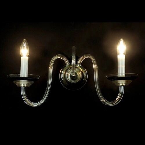Casa Padrino Luxus Barock Kristall Wandleuchte Silber 36 x 17 x H. 20 cm - Prunkvolle Messing Wandleuchte mit b�hmischem Kristallglas - Barock M�bel - Edel & Prunkvoll