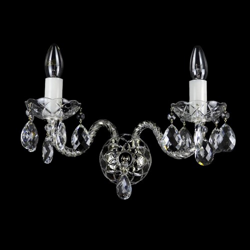 Casa Padrino Luxus Barock Kristall Wandleuchte Silber 38 x 18 x H. 20 cm - Prunkvolle Messing Wandleuchte mit b�hmischem Kristallglas - Barock M�bel - Edel & Prunkvoll