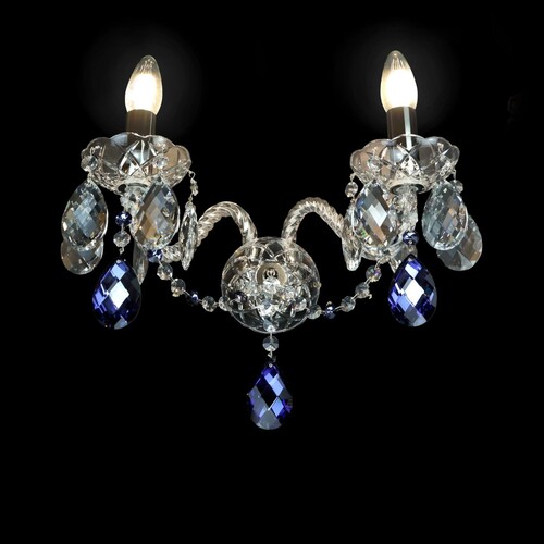 Casa Padrino Luxus Barock Kristall Wandleuchte Silber 38 x 18 x H. 26 cm - Prunkvolle Messing Wandleuchte mit b�hmischem Kristallglas - Barock M�bel - Edel & Prunkvoll