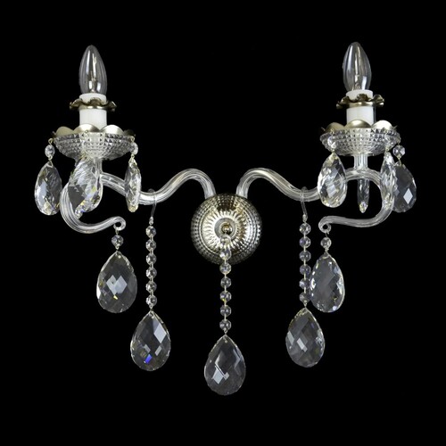 Casa Padrino Luxus Barock Kristall Wandleuchte Silber 38 x 18 x H. 40 cm - Prunkvolle Messing Wandleuchte mit b�hmischem Kristallglas - Barock M�bel - Edel & Prunkvoll