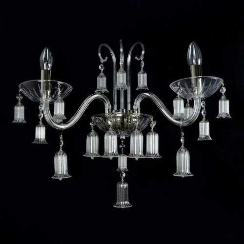 Casa Padrino Luxus Barock Kristall Wandleuchte Silber 38 x 20 x H. 25 cm - Prunkvolle Messing Wandleuchte mit b�hmischem Kristallglas - Barock M�bel - Edel & Prunkvoll