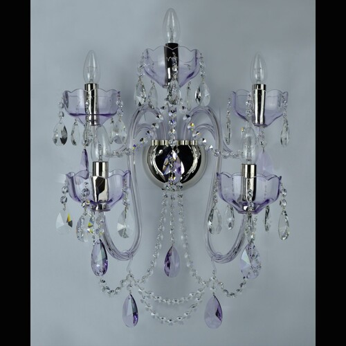 Casa Padrino Luxus Barock Kristall Wandleuchte Silber 43 x 24 x H. 55 cm - Prunkvolle Messing Wandleuchte mit b�hmischem Kristallglas - Barock M�bel - Edel & Prunkvoll
