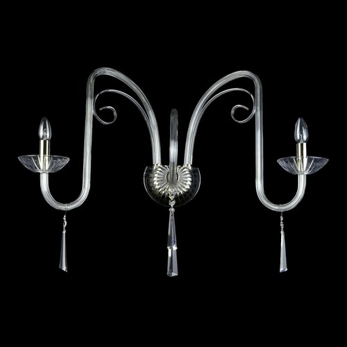 Casa Padrino Luxus Barock Kristall Wandleuchte Silber 75 x 45 x H. 30 cm - Prunkvolle Messing Wandleuchte mit b�hmischem Kristallglas - Barock M�bel - Edel & Prunkvoll