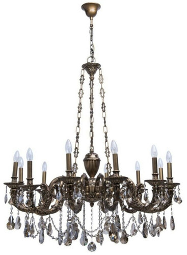 Casa Padrino Luxus Barock Kronleuchter Bronzefarben  100 x H. 240 cm - Prunkvoller Messing Kronleuchter mit hochwertigem Kristallglas - Barock M�bel