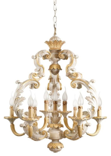 Casa Padrino Luxus Barock Kronleuchter Wei� / Grau / Gold  70 x H. 83 cm - Prunkvoller Barockstil Wohnzimmer Kronleuchter - Edel & Prunkvoll - Luxus Qualit�t - Made in Italy