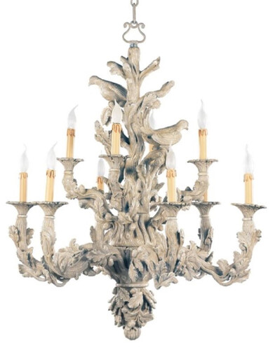 Casa Padrino Luxus Barock Kronleuchter mit dekorativen Tauben Antik Grau  87 x H. 107 cm - Prunkvoller Barockstil Wohnzimmer Kronleuchter - Edel & Prunkvoll - Luxus Qualit�t - Made in Italy