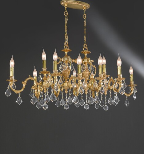 Casa Padrino Luxus Barock Kronleuchter Gold  100 x H. 45 cm - Prunkvoller 12-flammiger Messing Kronleuchter - Barockstil M�bel