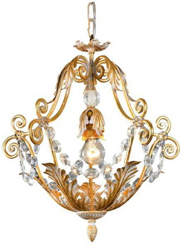 Casa Padrino Luxus Barock Kronleuchter Gold / Wei�  46 x H. 48 cm - Eleganter Wohnzimmer Kronleuchter mit B�hmischem Kristallglas - Barock M�bel