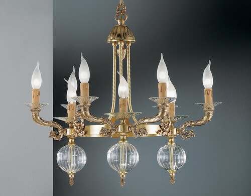 Casa Padrino Luxus Barock Kronleuchter Gold  66 x H. 60 cm - Prunkvoller 9-flammiger Messing Kronleuchter - Barockstil M�bel