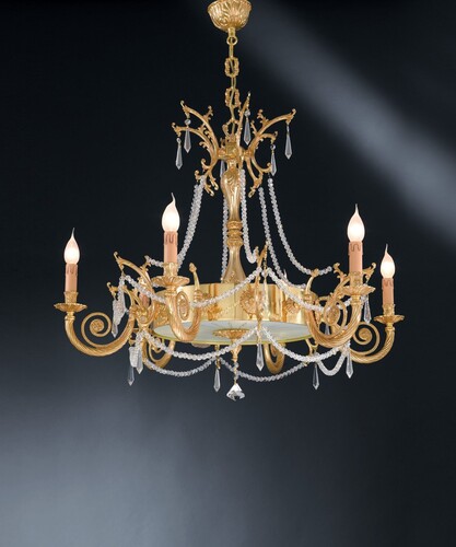 Casa Padrino Luxus Barock Kronleuchter Gold  80 x H. 61 cm - Prunkvoller 9-flammiger Messing Kronleuchter - Barockstil M�bel
