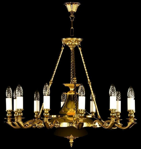 Casa Padrino Luxus Barock Messing Kronleuchter Gold  72 x H. 58 cm - Hotel & Restaurant Kronleuchter - Edel & Prunkvoll