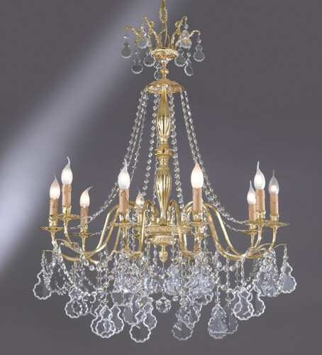 Casa Padrino Luxus Barock Kronleuchter Gold  85 x H. 82 cm - Prunkvoller 8-flammiger Messing Kronleuchter - Barockstil M�bel