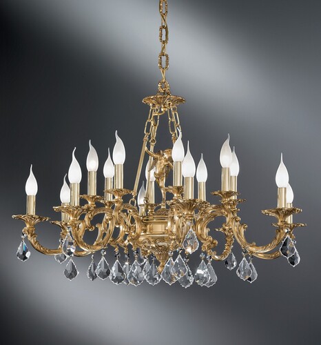Casa Padrino Luxus Barock Kronleuchter Gold  88 x H. 60 cm - Prunkvoller 16-flammiger Messing Kronleuchter - Barockstil M�bel