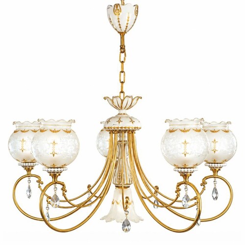 Casa Padrino Luxus Barock Kristall Kronleuchter Gold / Wei�  88 cm - Made in Italy