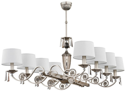 Casa Padrino Luxus Barock Kronleuchter Silber / Wei 96 x 87 x H. 75 cm - Prunkvoller Barockstil Wohnzimmer Kronleuchter mit Lampenschirmen - Edel & Prunkvoll