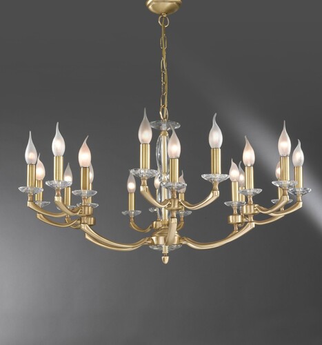Casa Padrino Luxus Barock Kronleuchter Messing Satiniert  86 x H. 50 cm - Prunkvoller 18-flammiger Messing Kronleuchter - Barockstil M�bel