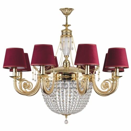 Casa Padrino Luxus Barock Kronleuchter Gold / Bordeauxrot  98 x H. 98 cm
