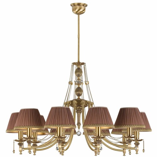 Casa Padrino Luxus Barock Kristall Kronleuchter Messing mit Patina / Dunkelbraun / Gold  86 x H. 70 cm