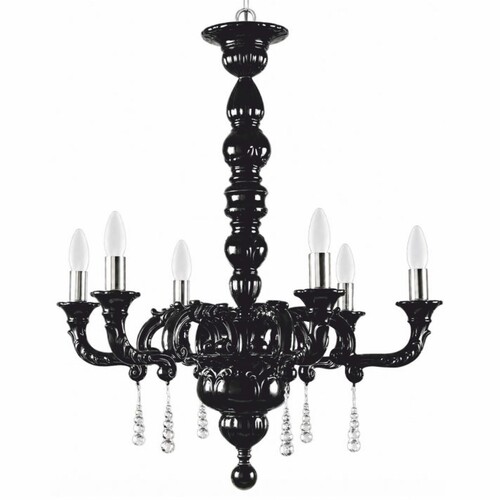 Casa Padrino Luxus Barock Porzellan Kronleuchter Schwarz / Silber  68 x H. 135 cm - Edel & Prunkvoll - Made in Italy