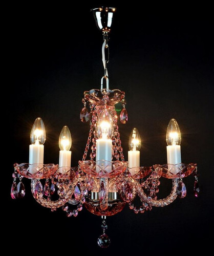 Casa Padrino Luxus Barock Kronleuchter Rosa / Silber  45 x H. 38 cm - Prunkvoller Barockstil Kronleuchter mit b�hmischen Kristallglas - Edel & Prunkvoll