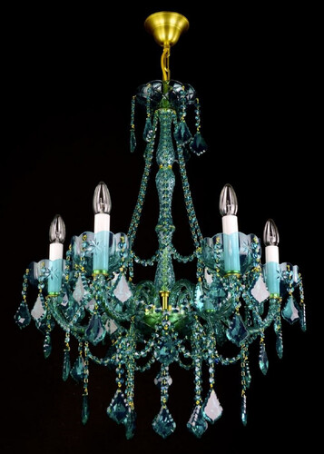 Casa Padrino Luxus Barock Kronleuchter Gr�n / Gold  60 x H. 76 cm - Prunkvoller Barockstil Kronleuchter mit b�hmischen Kristallglas - Edel & Prunkvoll