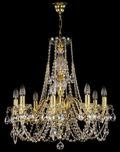 Casa Padrino Luxus Barock Kronleuchter Gold  63 x H. 64 cm - Prunkvoller Kronleuchter mit B�hmischem Kristallglas - Edel & Prunkvoll
