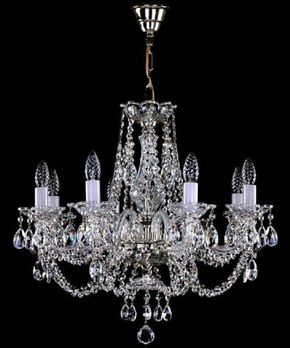 Casa Padrino Luxus Barock Kronleuchter Silber  61 x H. 57 cm - Prunkvoller Messing Kronleuchter mit B�hmischem Kristallglas - Edel & Prunkvoll