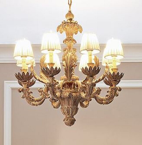 Casa Padrino Luxus Barock Kronleuchter Naturfarben / Braun / Creme  79 x H. 82 cm - Prunkvoller Barockstil Wohnzimmer Kronleuchter - Edel & Prunkvoll - Luxus Qualit�t - Made in Italy