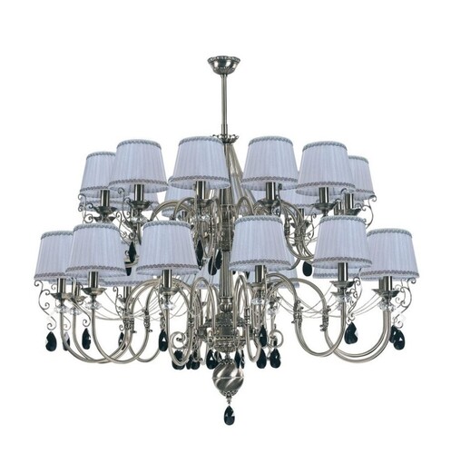 Casa Padrino Luxus Barock Kristall Kronleuchter Silber / Schwarz / Wei�  130 x H. 115 cm