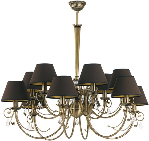 Casa Padrino Luxus Barock Kristall Kronleuchter Messing mit Patina / Dunkelbraun  90 cm