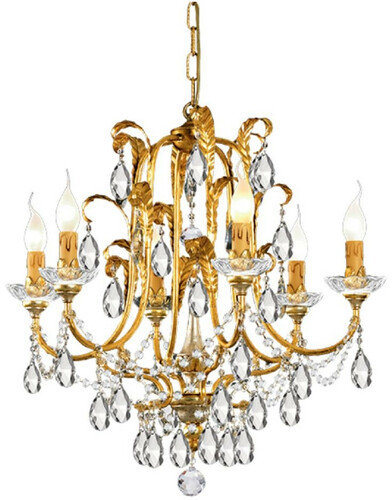 Casa Padrino Luxus Barock Kronleuchter mit b�hmischen Kristallglas Gold mit Patina  61 x H. 60 cm - Prunkvoller Wohnzimmer Kronleuchter im Barockstil - Luxus Qualit�t - Made in Italy