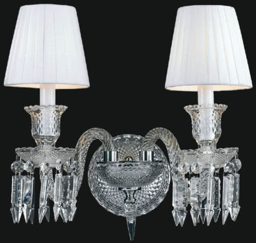 Casa Padrino Luxus Barock Kristallglas Doppel Wandleuchte Silber / Wei� 42 x H. 42 cm - Prunkvolle Wandlampe im Barockstil