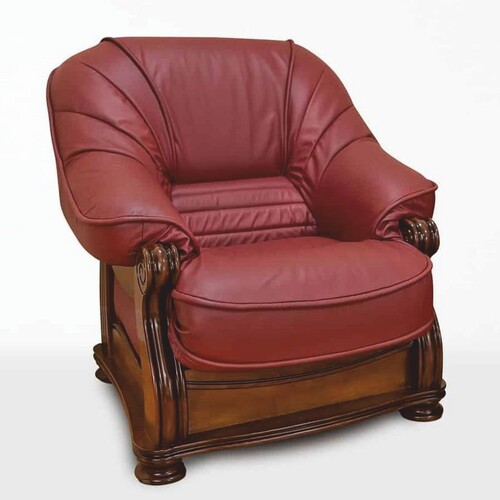 Casa Padrino Luxus Barock Leder Sessel Bordeauxrot / Braun - Barock M�bel