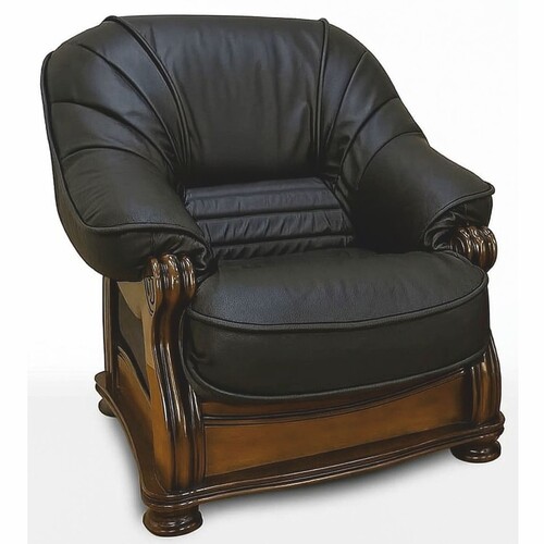 Casa Padrino Luxus Barock Leder Sessel Schwarz / Dunkelbraun - Barock M�bel