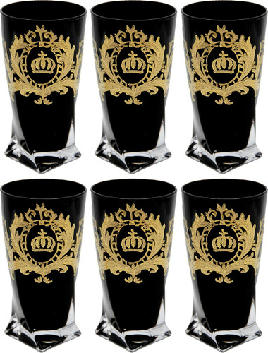 Pomp��s by Casa Padrino Luxus Wasserglas Set Schwarz / Gold  8 x H. 13,5 cm - Wassergl�ser mit 24 Karat Vergoldung - Pomp��se Gl�ser designed by Harald Gl��ckler