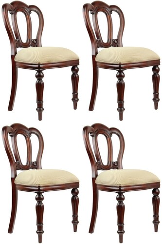 Casa Padrino Luxus Barock Mahagoni Esszimmer Stuhl 4er Set Gold / Dunkelbraun - Barock M�bel