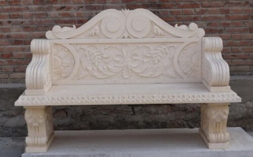 Casa Padrino Luxus Barock Marmor Gartenbank Beige 179 cm - Barock Marmor Garten M�bel