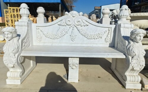 Casa Padrino Luxus Barock Marmor Gartenbank Grau 183 cm - Barock Garten M�bel